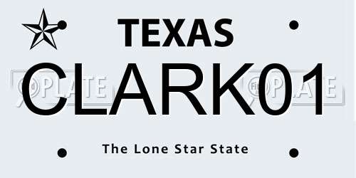 CLARK01 Texas License Plate