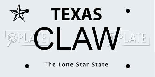 CLAW Texas License Plate