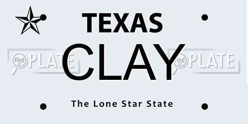 CLAY Texas License Plate
