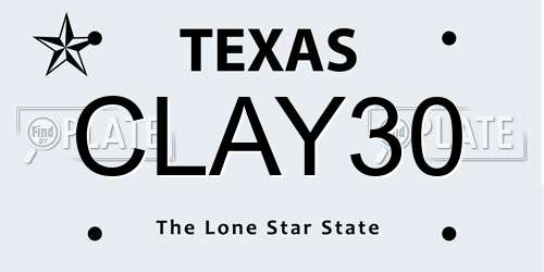 CLAY30 Texas License Plate