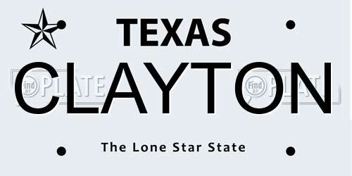 CLAYTON Texas License Plate
