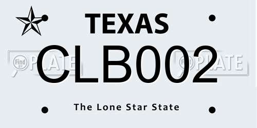 CLB002 Texas License Plate