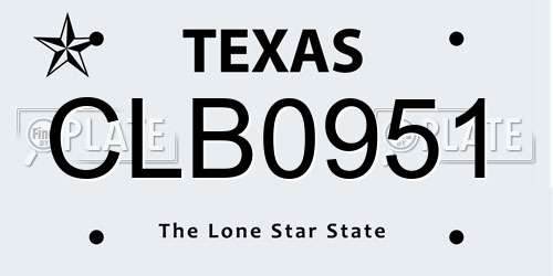 CLB0951 Texas License Plate