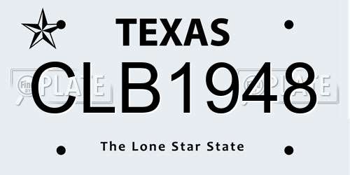 CLB1948 Texas License Plate
