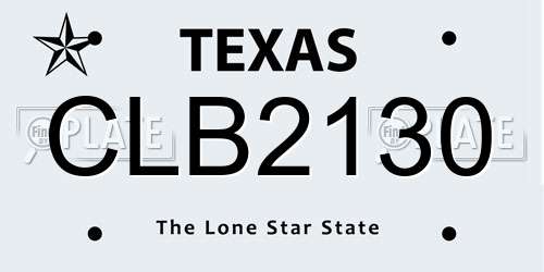 CLB2130 Texas License Plate
