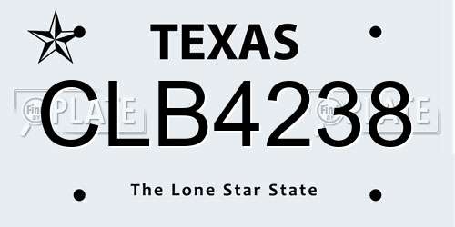 CLB4238 Texas License Plate