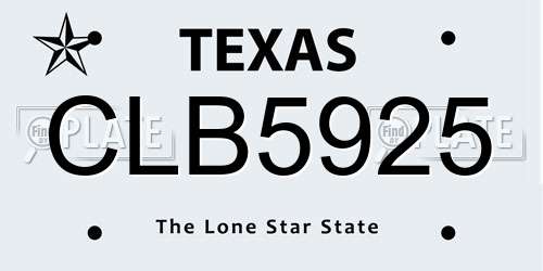 CLB5925 Texas License Plate