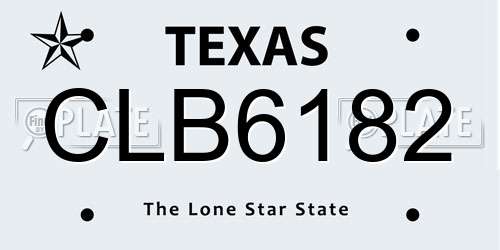 CLB6182 Texas License Plate