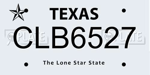 CLB6527 Texas License Plate
