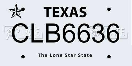 CLB6636 Texas License Plate
