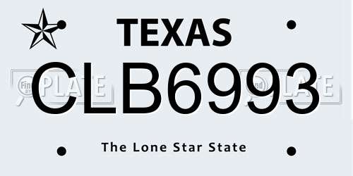 CLB6993 Texas License Plate