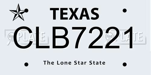 CLB7221 Texas License Plate