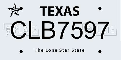 CLB7597 Texas License Plate