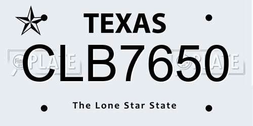 CLB7650 Texas License Plate