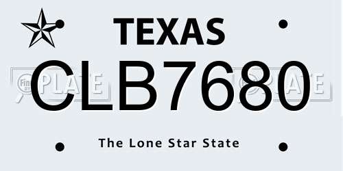 CLB7680 Texas License Plate