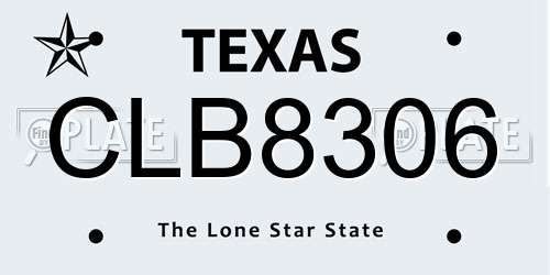 CLB8306 Texas License Plate