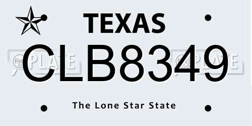 CLB8349 Texas License Plate