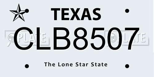 CLB8507 Texas License Plate