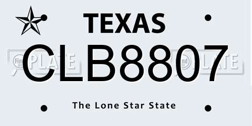 CLB8807 Texas License Plate