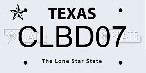 CLBD07 Texas License Plate