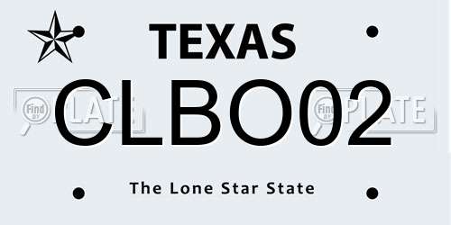 CLBO02 Texas License Plate