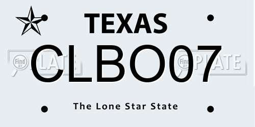 CLBO07 Texas License Plate