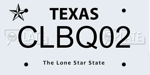 CLBQ02 Texas License Plate