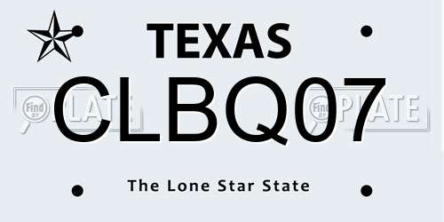 CLBQ07 Texas License Plate