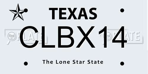 CLBX14 Texas License Plate