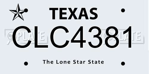 CLC4381 Texas License Plate