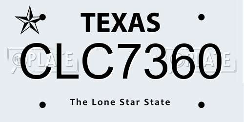 CLC7360 Texas License Plate