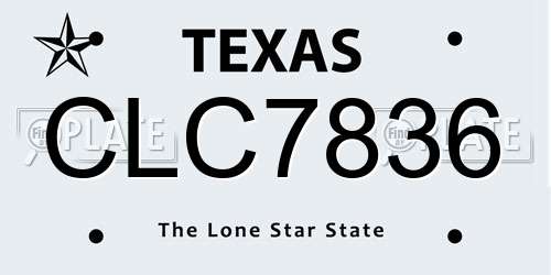 CLC7836 Texas License Plate