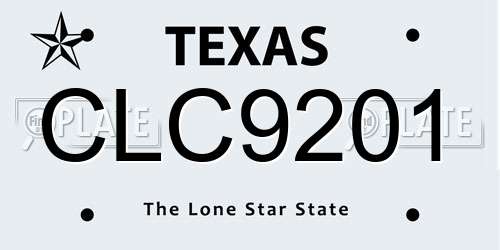 CLC9201 Texas License Plate
