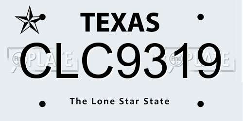 CLC9319 Texas License Plate