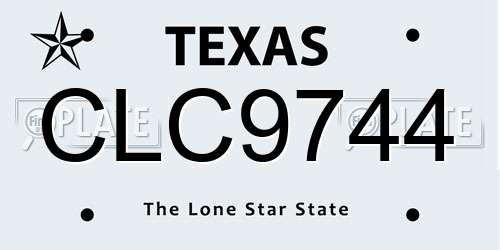 CLC9744 Texas License Plate