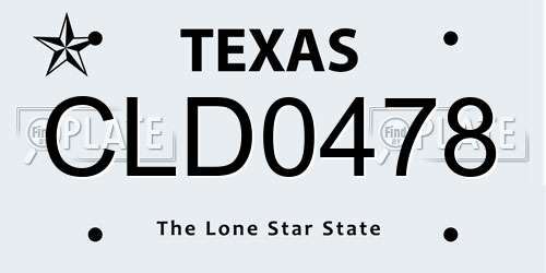 CLD0478 Texas License Plate