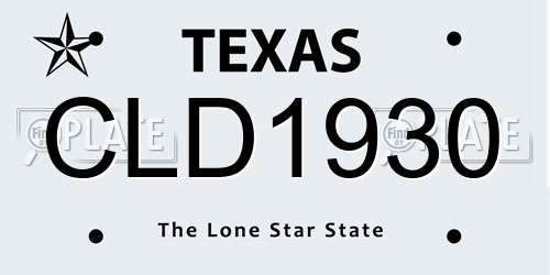 CLD1930 Texas License Plate