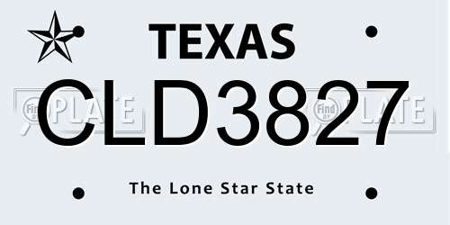 CLD3827 Texas License Plate