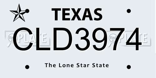 CLD3974 Texas License Plate