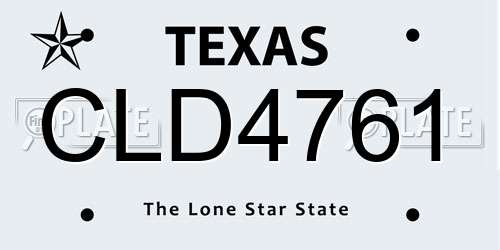 CLD4761 Texas License Plate