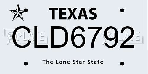 CLD6792 Texas License Plate
