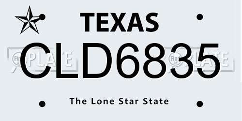 CLD6835 Texas License Plate