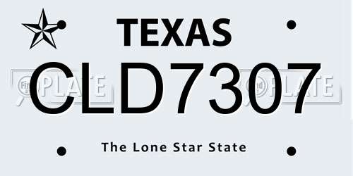 CLD7307 Texas License Plate