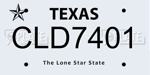 CLD7401 Texas License Plate