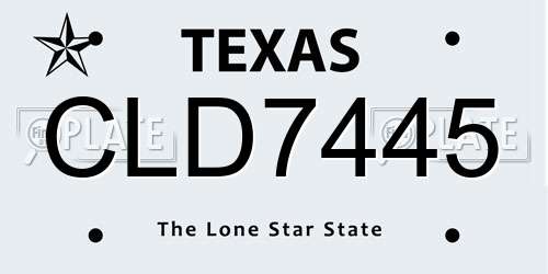 CLD7445 Texas License Plate