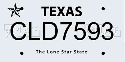 CLD7593 Texas License Plate