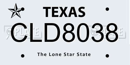 CLD8038 Texas License Plate