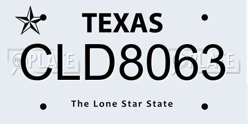 CLD8063 Texas License Plate