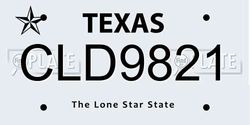 CLD9821 Texas License Plate