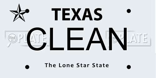 CLEAN Texas License Plate